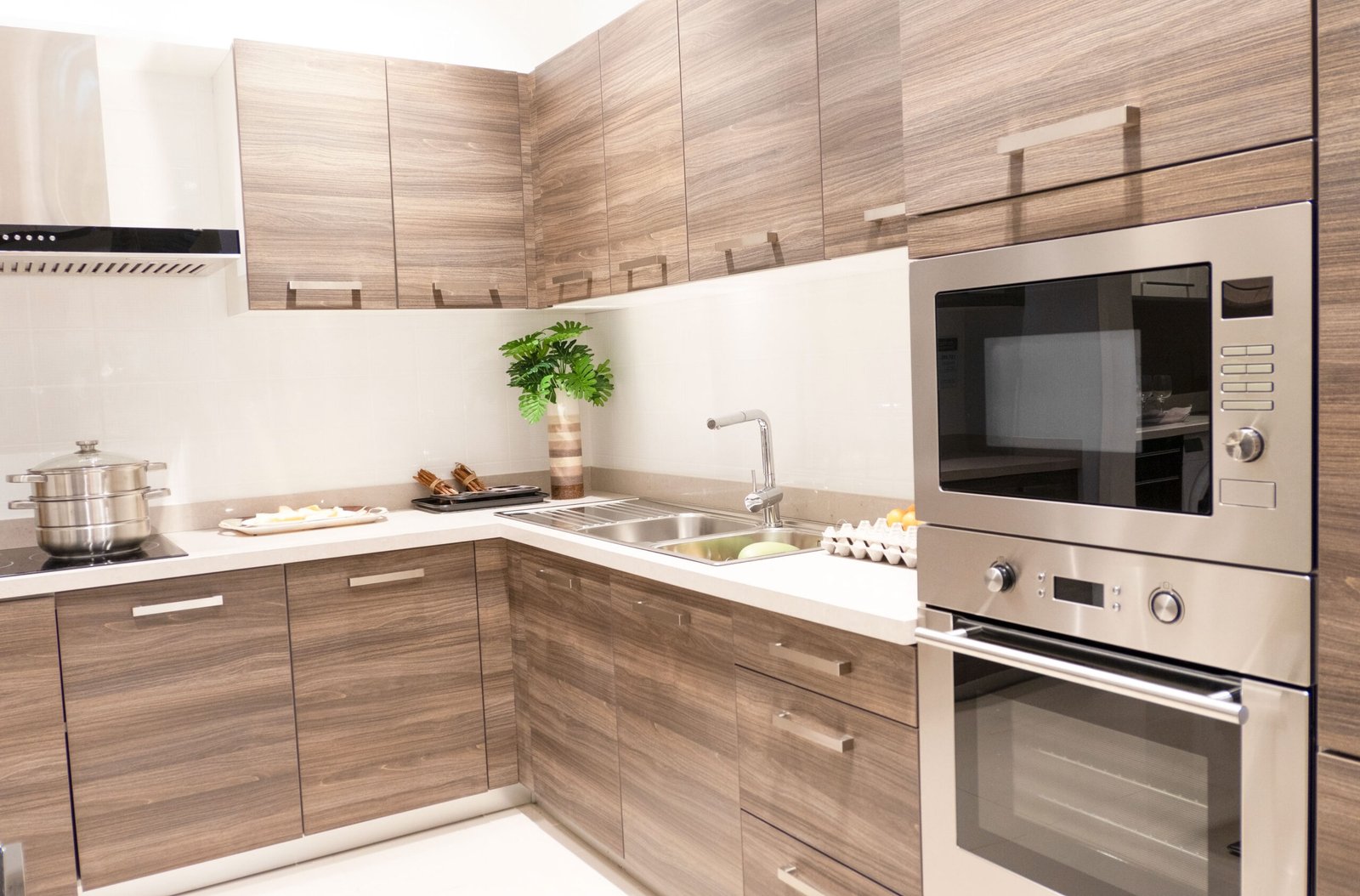 Gourmet new kitchen features . Modern kitchen interior .